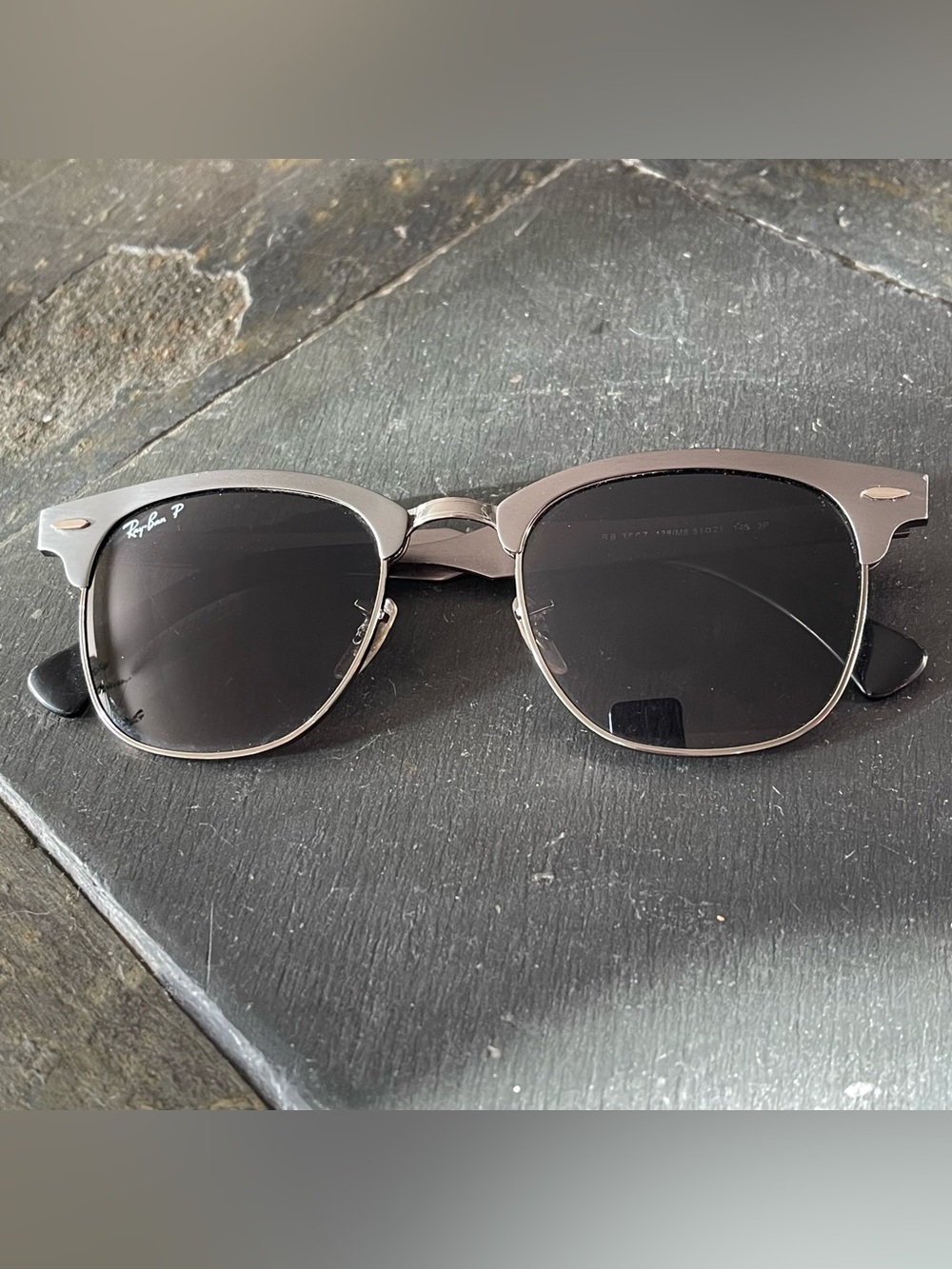 Ray-Ban RB3507 Clubmaster Aluminum Sunglasses Brushed Graphite Polarized P3 Lens